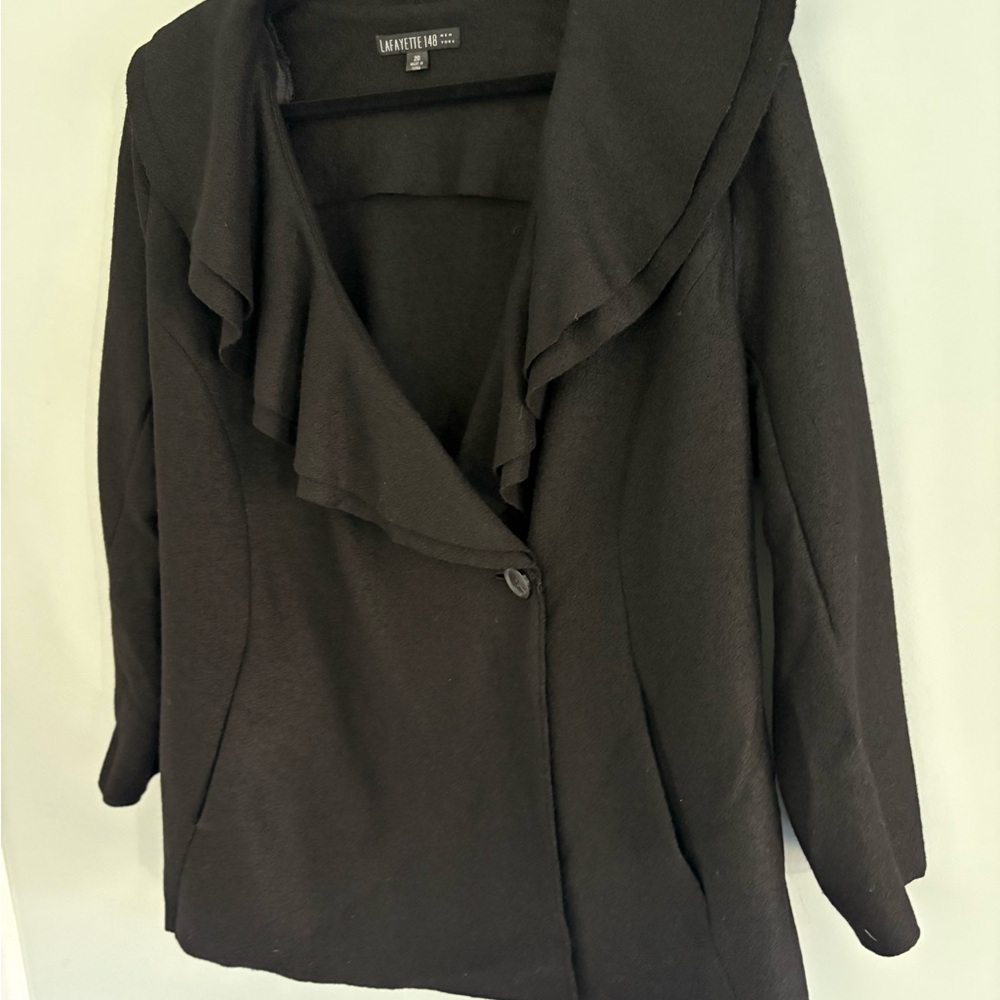 Lafayette 148 New York Black Wool Wrap Blazer Jacket Size 20 - Picture 3 of 10